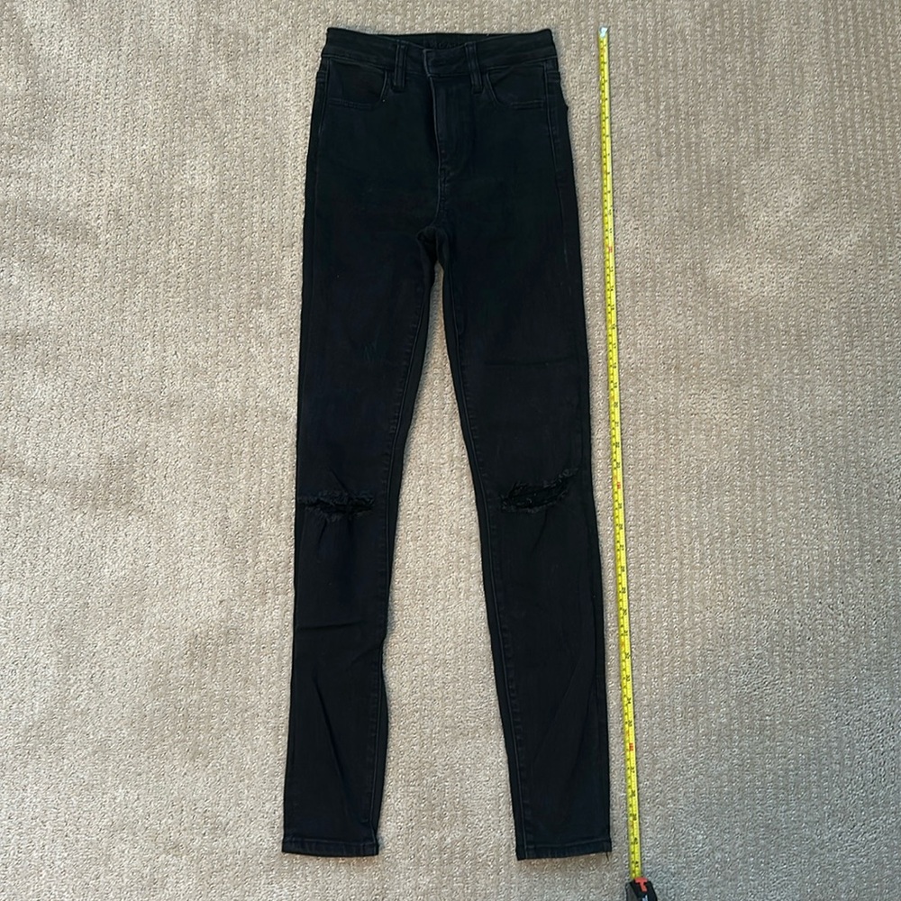 American Eagle Black Jegging Jeans Size- size 0 LONG